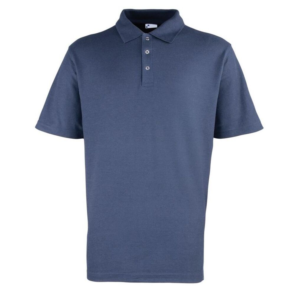 Premier Mens Pique Stud Front Polo Shirt / Navy